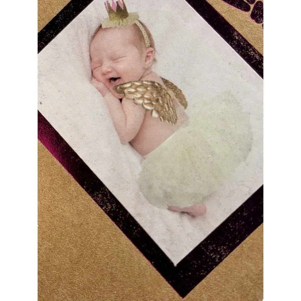 Elly & Emmy Baby 3 Piece Tutu Set Gold Angel Wings Crown Headband White 0-12M